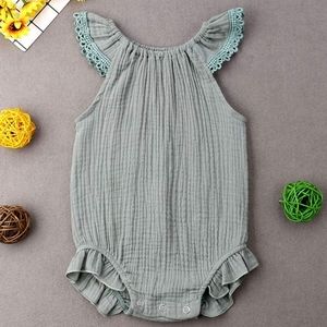 Mint Ruffle Linen Onesie